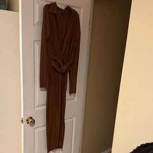 PrettyLittleThing Brown Long Sleeve Dress